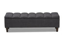 Beyla Charcoal Fabric Upholstered Dark Brown Storage Bench Ottoman Baxton