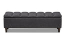 Beyla Charcoal Fabric Upholstered Dark Brown Storage Bench Ottoman Baxton