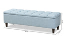 Beyla Light Blue Fabric Upholstered Dark Brown Storage Bench Ottoman Baxton