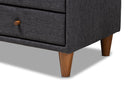 Remy Charcoal Fabric Upholstered 2-Drawer Wood Nightstand Baxton