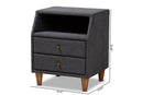 Remy Charcoal Fabric Upholstered 2-Drawer Wood Nightstand Baxton