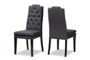 Newcastle Charcoal Fabric Upholstered Button Tufted Wood Dining Chair Set of 2 Baxton
