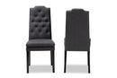 Newcastle Charcoal Fabric Upholstered Button Tufted Wood Dining Chair Set of 2 Baxton