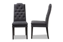 Newcastle Charcoal Fabric Upholstered Button Tufted Wood Dining Chair Set of 2 Baxton