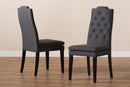 Newcastle Charcoal Fabric Upholstered Button Tufted Wood Dining Chair Set of 2 Baxton