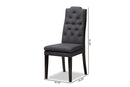 Newcastle Charcoal Fabric Upholstered Button Tufted Wood Dining Chair Set of 2 Baxton