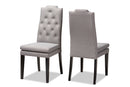 Newcastle Gray Fabric Upholstered Button Tufted Wood Dining Chair Set of 2 Baxton