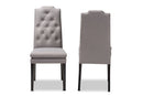 Newcastle Gray Fabric Upholstered Button Tufted Wood Dining Chair Set of 2 Baxton