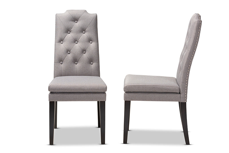 Newcastle Modern and ContemporaryGray Fabric Upholstered Button Tufted Wood Dining Chair Set of 2