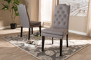 Newcastle Gray Fabric Upholstered Button Tufted Wood Dining Chair Set of 2 Baxton