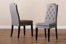 Newcastle Gray Fabric Upholstered Button Tufted Wood Dining Chair Set of 2 Baxton