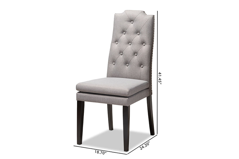 Newcastle Modern and ContemporaryGray Fabric Upholstered Button Tufted Wood Dining Chair Set of 2