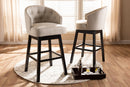 Olson Light Beige Fabric Upholstered Wood Swivel Bar Stool Set of 2 Baxton