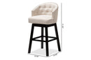 Olson Light Beige Fabric Upholstered Wood Swivel Bar Stool Set of 2 Baxton