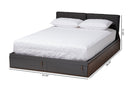 Keagan Two-Tone Gray and Walnut Queen Storage Bed Baxton