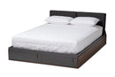 Keagan Two-Tone Gray and Walnut Queen Storage Bed Baxton