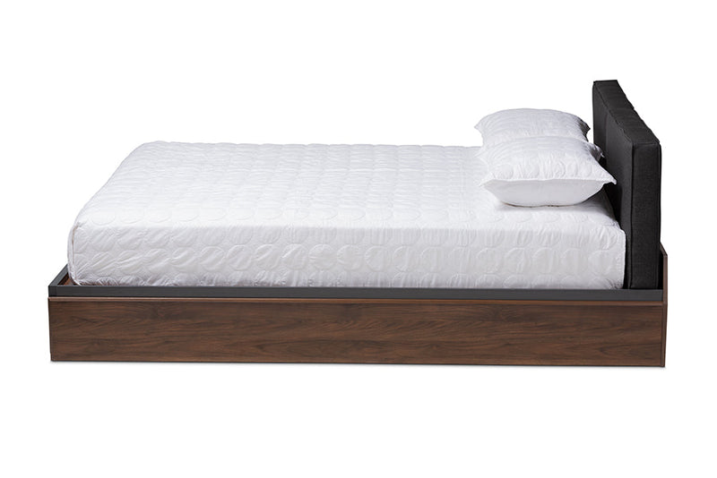 Keagan Two-Tone Gray and Walnut Queen Storage Bed Baxton