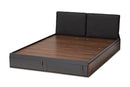 Keagan Two-Tone Gray and Walnut Queen Storage Bed Baxton