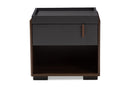 Keagan Two-Tone Gray and Walnut 1-Drawer Nightstand Baxton