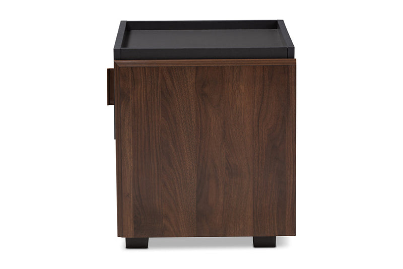 Keagan Two-Tone Gray and Walnut 1-Drawer Nightstand Baxton