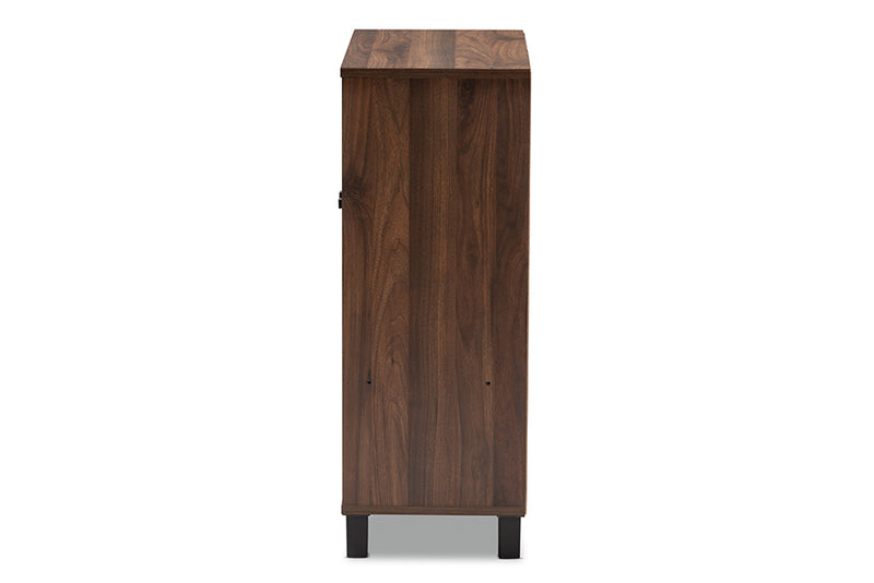 Sylvia Modern and Contemporary Walnut Brown Finished 2-Door Wood Entryway Shoe Storage Cabinet