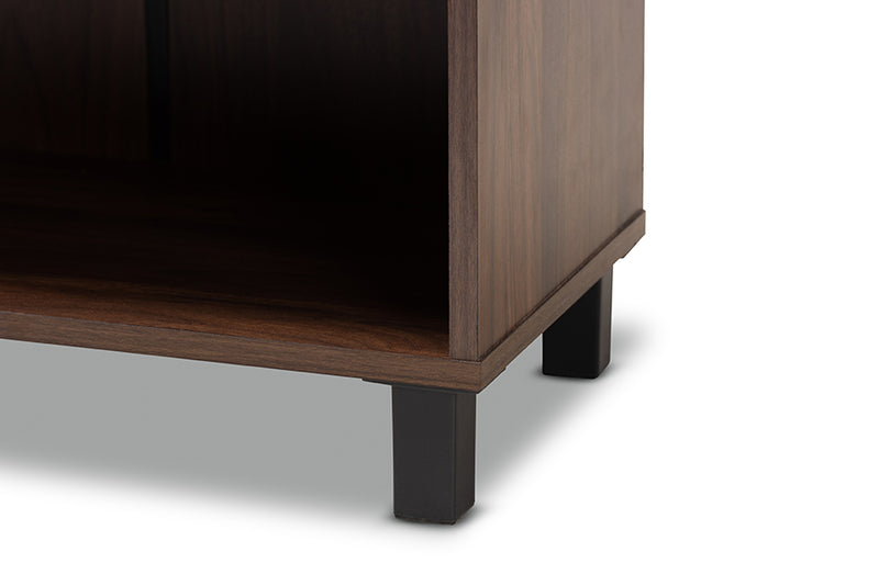 Sylvia Modern and Contemporary Walnut Brown Finished 2-Door Wood Entryway Shoe Storage Cabinet