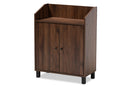 Sylvia Walnut Brow 2-Door Wood Entryway Shoe Storage Cabinet w/Open Shelf Baxton