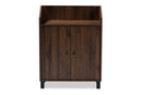 Sylvia Walnut Brow 2-Door Wood Entryway Shoe Storage Cabinet w/Open Shelf Baxton