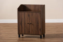 Sylvia Walnut Brow 2-Door Wood Entryway Shoe Storage Cabinet w/Open Shelf Baxton