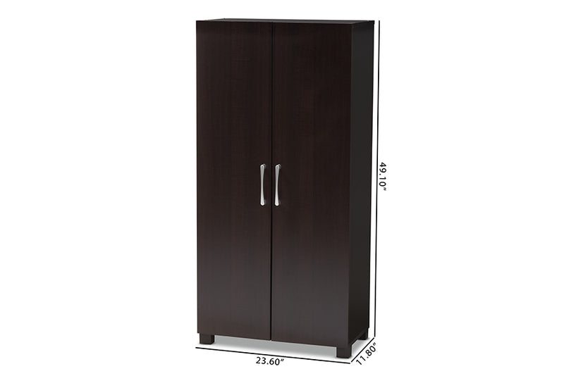 Sampson Modern and Contemporary Two-Tone Wenge and Black Finished 2-Door Wood Entryway Shoe Storage Cabinet