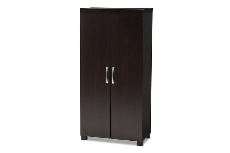 Sampson Modern and Contemporary Two-Tone Wenge and Black Finished 2-Door Wood Entryway Shoe Storage Cabinet