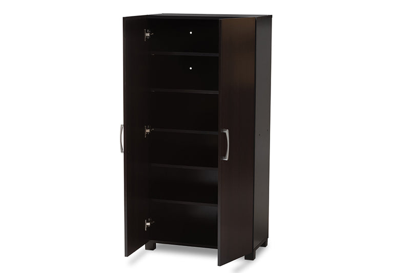 Sampson Modern and Contemporary Two-Tone Wenge and Black Finished 2-Door Wood Entryway Shoe Storage Cabinet