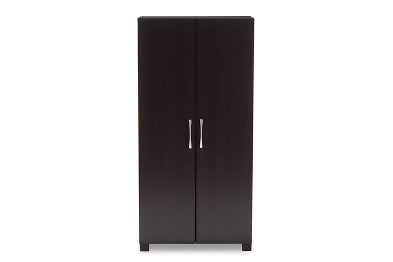 Sampson Modern and Contemporary Two-Tone Wenge and Black Finished 2-Door Wood Entryway Shoe Storage Cabinet