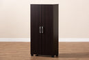 Sampson Two-Tone Wenge and Black 2-Door Wood Entryway Shoe Storage Cabinet Baxton