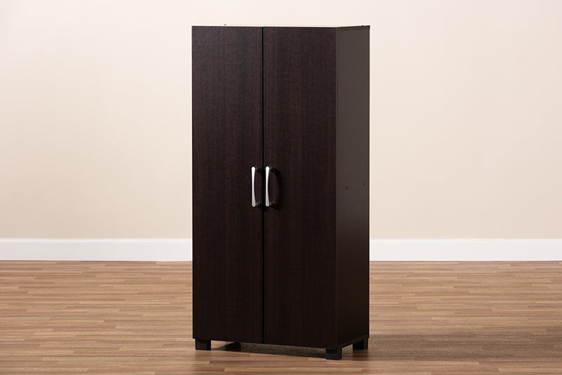 Sampson Modern and Contemporary Two-Tone Wenge and Black Finished 2-Door Wood Entryway Shoe Storage Cabinet