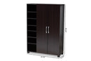 Sampson Two-Tone Wenge/ Black 2-Door Entryway Shoe Storage w/Open Shelves Baxton