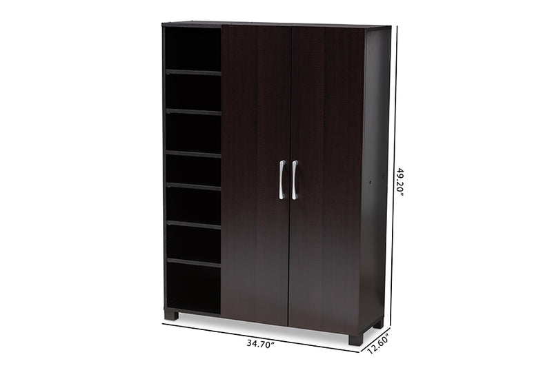 Sampson Modern and Contemporary Two-Tone Wenge/ Black Finished 2-Door Entryway Shoe Storage w/Open Shelves