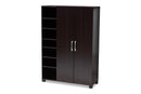 Sampson Two-Tone Wenge/ Black 2-Door Entryway Shoe Storage w/Open Shelves Baxton
