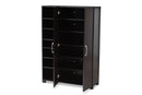 Sampson Two-Tone Wenge/ Black 2-Door Entryway Shoe Storage w/Open Shelves Baxton