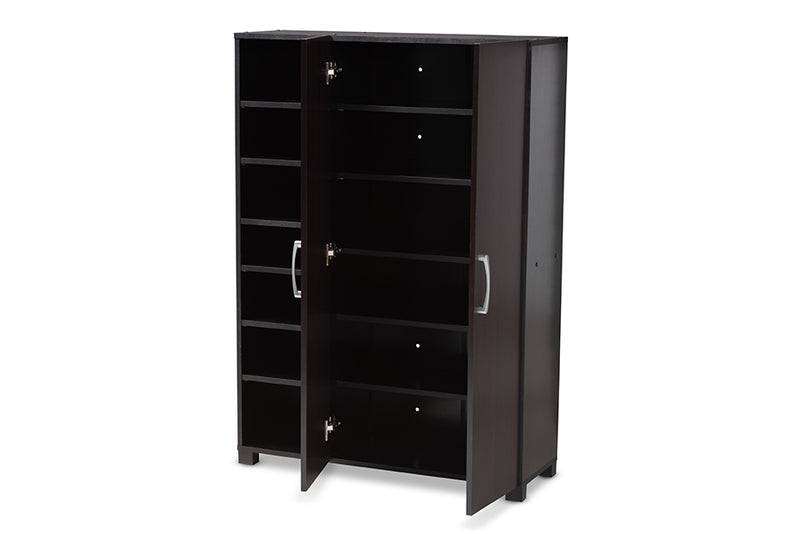 Sampson Modern and Contemporary Two-Tone Wenge/ Black Finished 2-Door Entryway Shoe Storage w/Open Shelves