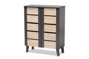 Malia Two-Tone Oak Brown and Dark Gray 2-Door Wood Entryway Shoe Storage Cabinet Baxton