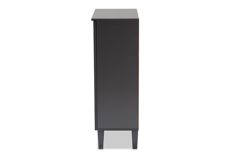 Malia Modern and Contemporary Two-Tone Oak Brown and Dark Gray 2-Door Wood Entryway Shoe Storage Cabinet