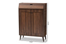 Kalila Walnut Brown finished 2-Door Wood Entryway Shoe Storage Cabinet Baxton