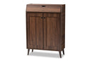 Kalila Walnut Brown finished 2-Door Wood Entryway Shoe Storage Cabinet Baxton