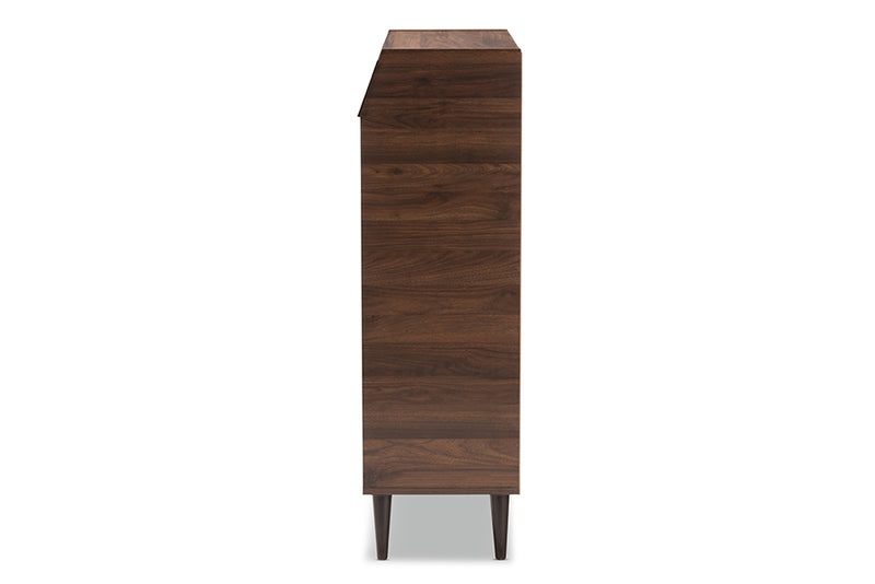 Kalila Mid-Century Modern Walnut Brown finished 2-Door Wood Entryway Shoe Storage Cabinet