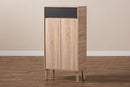 Zariah Two-Tone Oak Brown and Dark Gray Entryway Shoe Cabinet w/Drawer Baxton