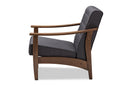 Saoka Gray Fabric Upholstered Walnut Wood Lounge Chair Baxton