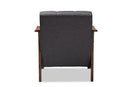 Saoka Gray Fabric Upholstered Walnut Wood Lounge Chair Baxton