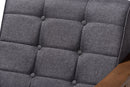 Saoka Gray Fabric Upholstered Walnut Wood Lounge Chair Baxton