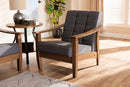 Saoka Gray Fabric Upholstered Walnut Wood Lounge Chair Baxton